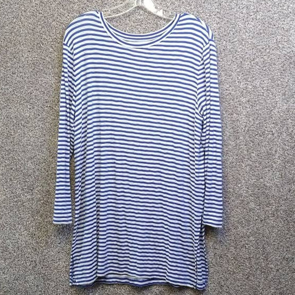 Old Navy Blue and white Striped tunic 3/4 sleeves Size Large - Picture 1 of 4